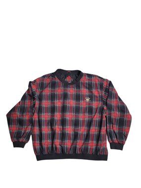 Vintage 90s Ivy Crew Plaid Checked Windbreaker Pullover Golf Sportswear Size L